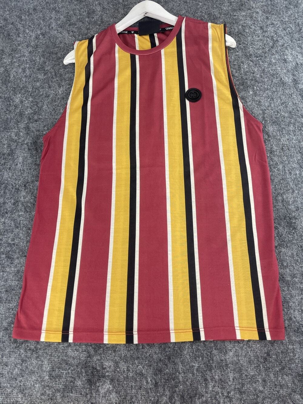 CRIMINAL DAMAGE Shirt Mens Medium Tee Striped Color Block Sleeveless Tank N150